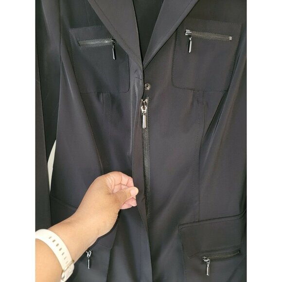 Worth Black Belted Zip Utility Style Jacket Size 12 - Picture 6 of 7